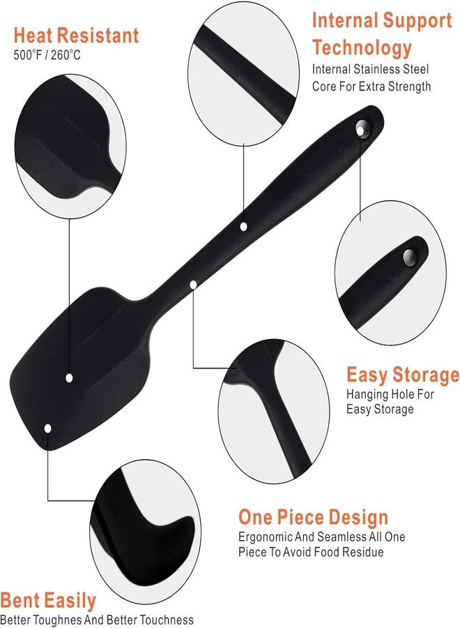 Ramkuwar Silicone Spatula & Brush Set Food Grade Rubber Spatula Baking Brush Non-Stick Safe Kitchen Utensils for Cooking (Black, 2 Piece) - Image 3